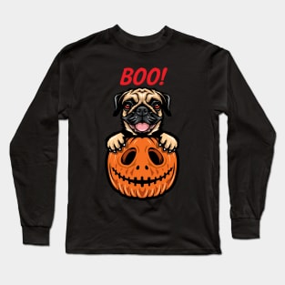 Halloween Pumpkin Pug Long Sleeve T-Shirt